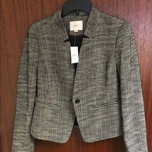 Ann Taylor LOFT cropped black/cream check jacket!